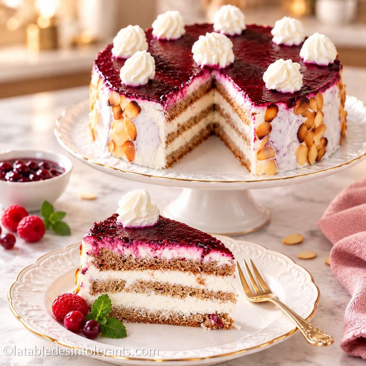 GÂTEAU D'ANNIVERSAIRE sans gluten et sans lactose, sans sucre et sans levure